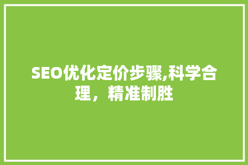SEO优化定价步骤,科学合理，精准制胜