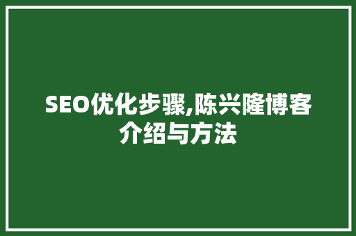 SEO优化步骤,陈兴隆博客介绍与方法