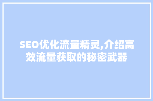 SEO优化流量精灵,介绍高效流量获取的秘密武器