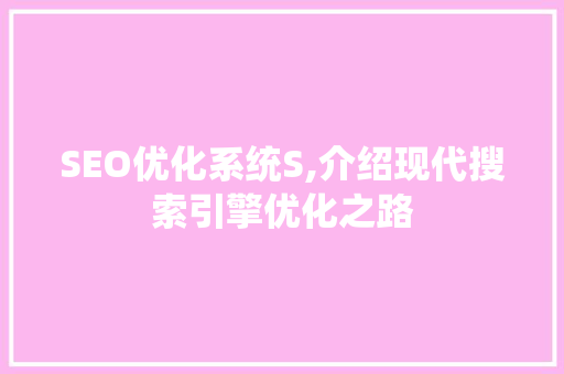 SEO优化系统S,介绍现代搜索引擎优化之路