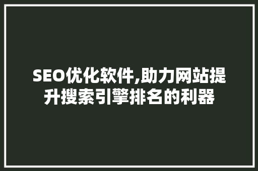 SEO优化软件,助力网站提升搜索引擎排名的利器