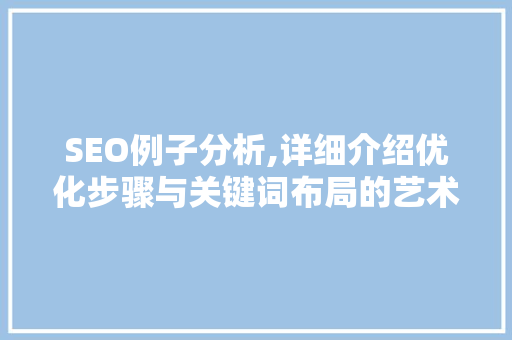 SEO例子分析,详细介绍优化步骤与关键词布局的艺术