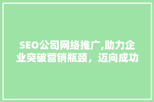SEO公司网络推广,助力企业突破营销瓶颈，迈向成功之路  第1张