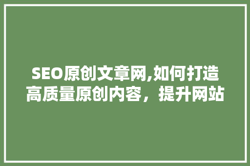 SEO原创文章网,如何打造高质量原创内容，提升网站排名