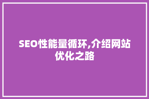 SEO性能量循环,介绍网站优化之路