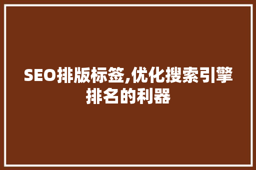 SEO排版标签,优化搜索引擎排名的利器