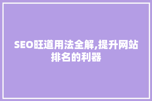 SEO旺道用法全解,提升网站排名的利器
