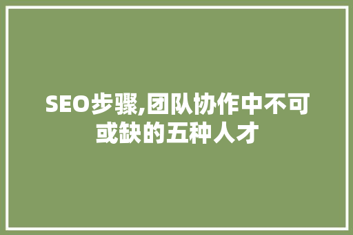 SEO步骤,团队协作中不可或缺的五种人才