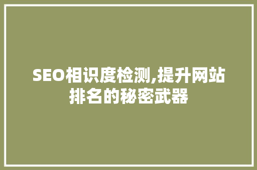 SEO相识度检测,提升网站排名的秘密武器