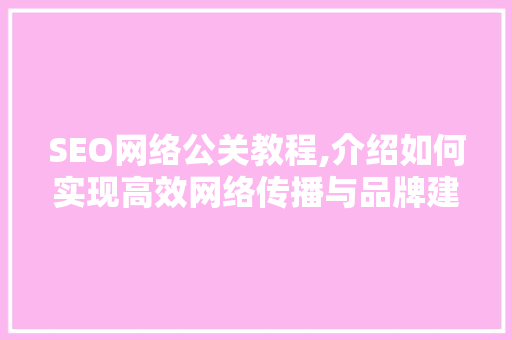 SEO网络公关教程,介绍如何实现高效网络传播与品牌建设