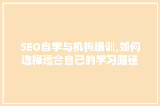 SEO自学与机构培训,如何选择适合自己的学习路径