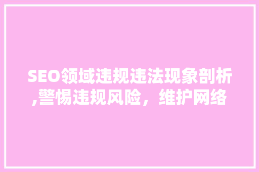 SEO领域违规违法现象剖析,警惕违规风险，维护网络生态