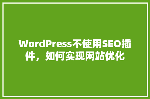 WordPress不使用SEO插件，如何实现网站优化