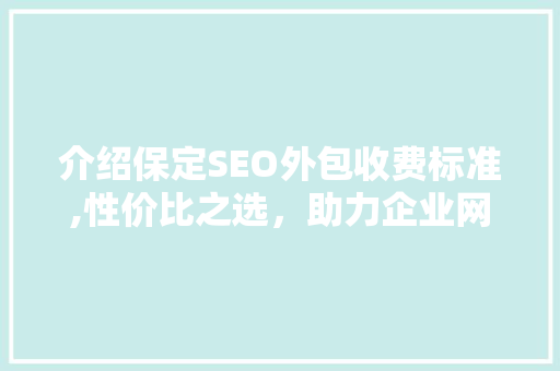 介绍保定SEO外包收费标准,性价比之选，助力企业网络营销腾飞