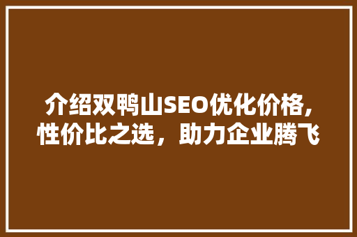介绍双鸭山SEO优化价格,性价比之选，助力企业腾飞