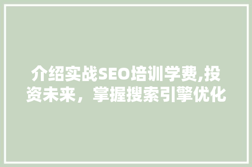 介绍实战SEO培训学费,投资未来，掌握搜索引擎优化核心技术