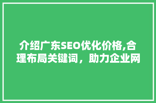 介绍广东SEO优化价格,合理布局关键词，助力企业网站提升排名