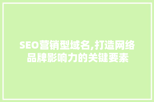 SEO营销型域名,打造网络品牌影响力的关键要素