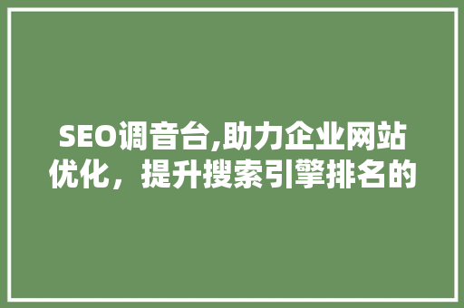SEO调音台,助力企业网站优化，提升搜索引擎排名的利器