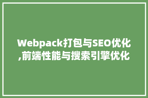Webpack打包与SEO优化,前端性能与搜索引擎优化的完美融合