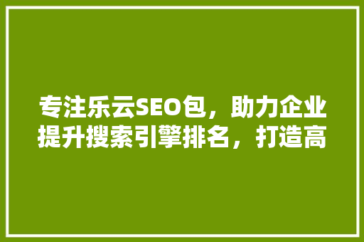 专注乐云SEO包，助力企业提升搜索引擎排名，打造高效网络营销步骤