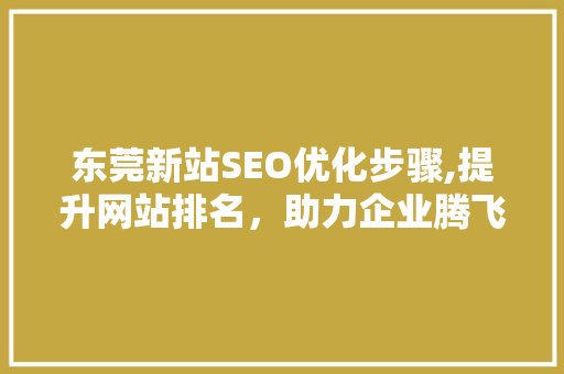 东莞新站SEO优化步骤,提升网站排名，助力企业腾飞