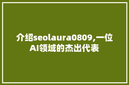 介绍seolaura0809,一位AI领域的杰出代表