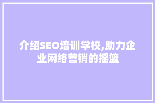 介绍SEO培训学校,助力企业网络营销的摇篮