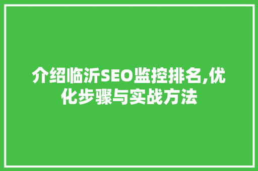 介绍临沂SEO监控排名,优化步骤与实战方法  第1张