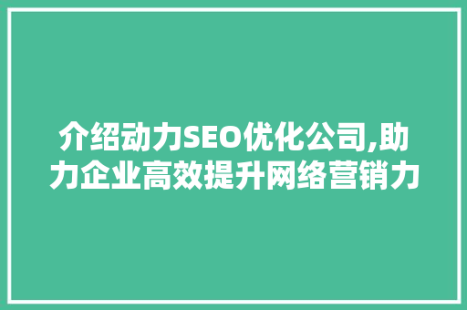 介绍动力SEO优化公司,助力企业高效提升网络营销力