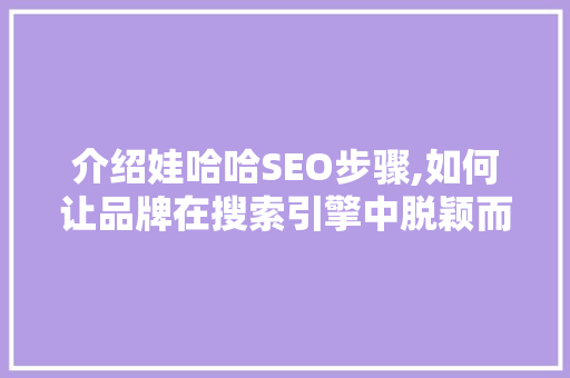 介绍娃哈哈SEO步骤,如何让品牌在搜索引擎中脱颖而出