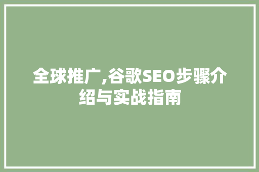 全球推广,谷歌SEO步骤介绍与实战指南  第1张