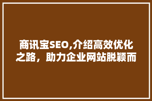 商讯宝SEO,介绍高效优化之路，助力企业网站脱颖而出