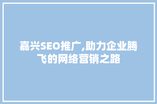 嘉兴SEO推广,助力企业腾飞的网络营销之路
