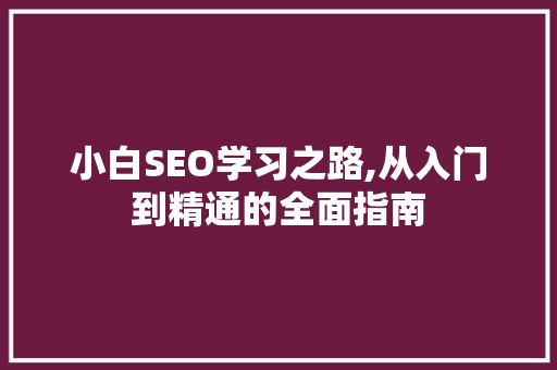 小白SEO学习之路,从入门到精通的全面指南