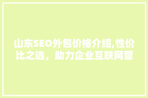山东SEO外包价格介绍,性价比之选，助力企业互联网营销  第1张