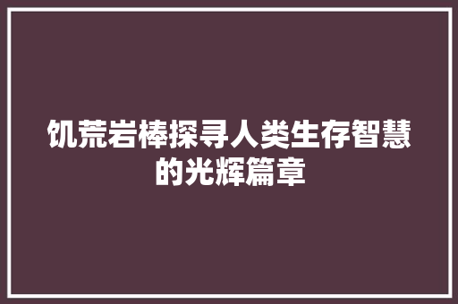 饥荒岩棒探寻人类生存智慧的光辉篇章