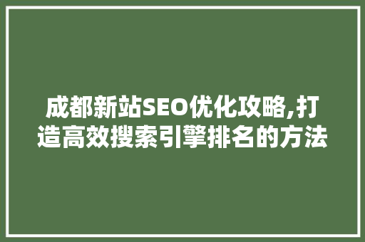 成都新站SEO优化攻略,打造高效搜索引擎排名的方法