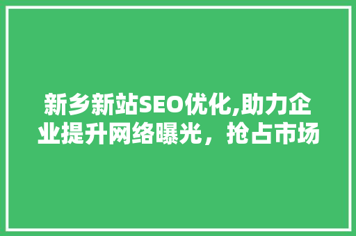 新乡新站SEO优化,助力企业提升网络曝光，抢占市场先机