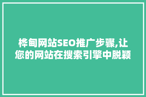 桦甸网站SEO推广步骤,让您的网站在搜索引擎中脱颖而出