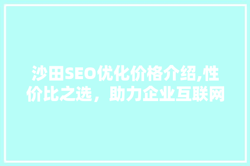 沙田SEO优化价格介绍,性价比之选，助力企业互联网营销