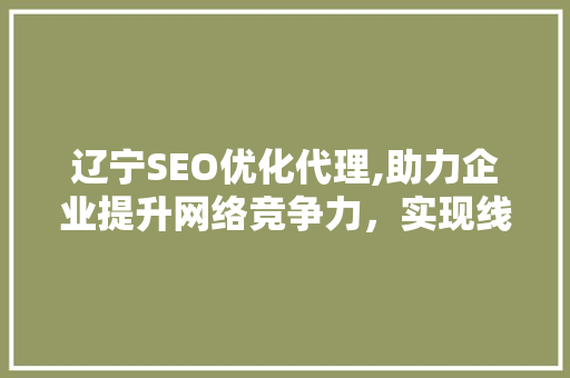 辽宁SEO优化代理,助力企业提升网络竞争力，实现线上业务腾飞