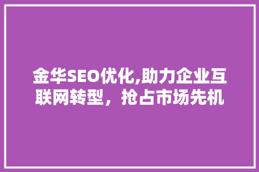 金华SEO优化,助力企业互联网转型，抢占市场先机