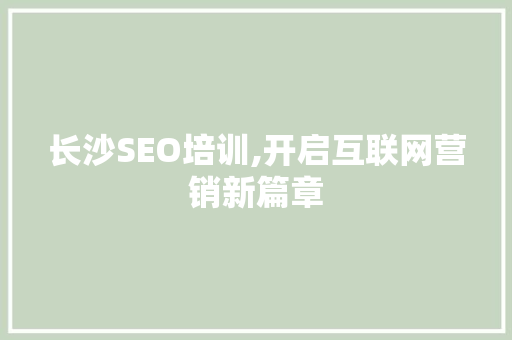 长沙SEO培训,开启互联网营销新篇章