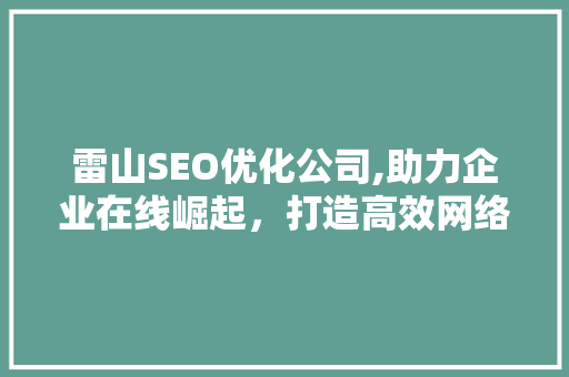 雷山SEO优化公司,助力企业在线崛起，打造高效网络营销步骤