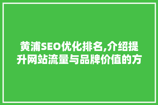 黄浦SEO优化排名,介绍提升网站流量与品牌价值的方法
