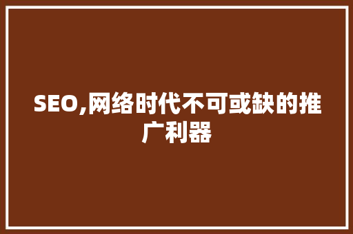 SEO,网络时代不可或缺的推广利器