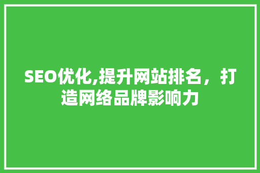 SEO优化,提升网站排名，打造网络品牌影响力