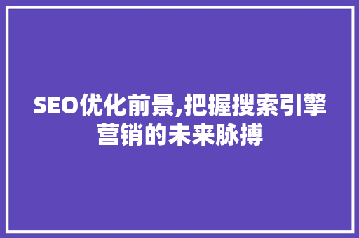 SEO优化前景,把握搜索引擎营销的未来脉搏