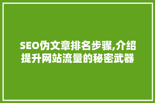 SEO伪文章排名步骤,介绍提升网站流量的秘密武器